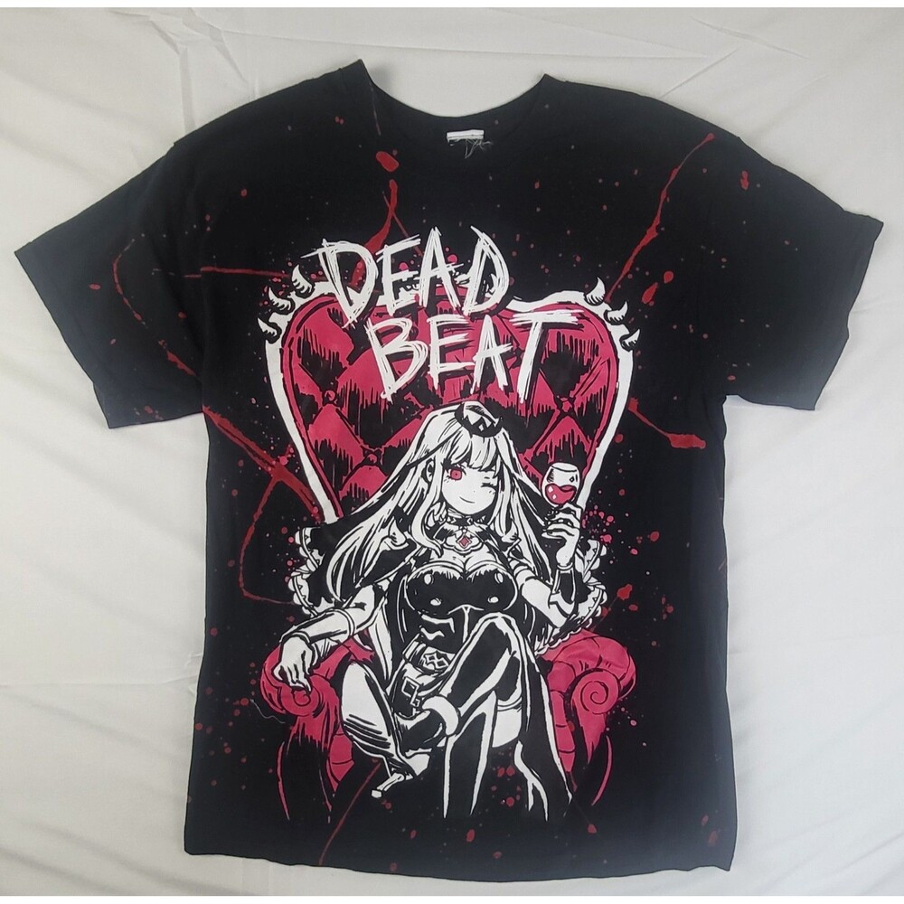 Omocat Hololive Mori Calliope Dead Beat Aop Splatter Mens Tshirt Size Large